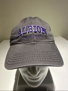 Legacy Gray Baseball Cap with Purple Albion College Embroidery